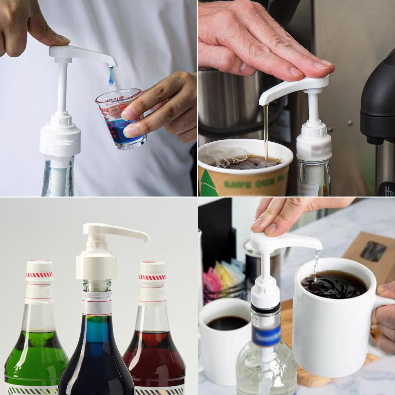 2 distributori di pompa, compatibili con pompa di sciroppo di caffè Monin, dispenser di sciroppo a scatto per pompa dosatrice da 10 ml, testa di pompa, per bottiglie da 700 ml e 1000 ml