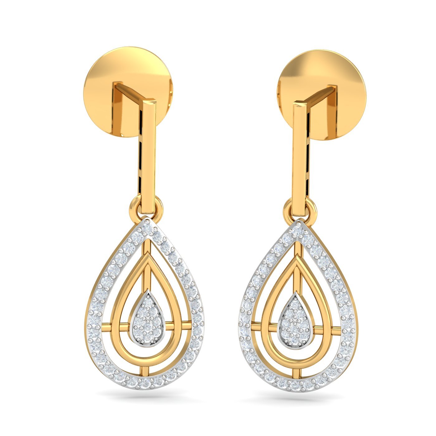 14KT Yellow Gold Diamond Alina Wonder Diamond Drop Earrings for Women-image-24