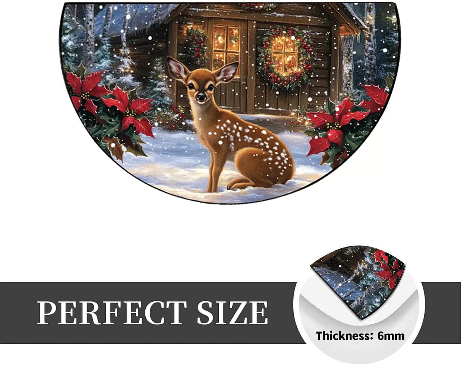 Escena Navideña con Muñeco De Nieve Alfombra De Entrada Semicircular Interior Alfombra De Área Medio Círculo para Suelo Baño Sala De Estar Dormitorio Cocina Chimenea,A,100 * 160cm