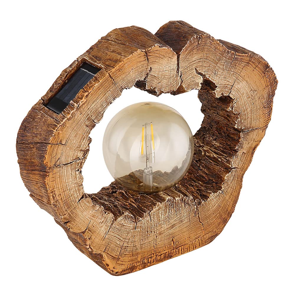 Solarlampe Outdoor Garten Solarleuchte LED Solar Außenlampe Gartendeko Baumscheibe Holzoptik braun, Kunststoff, 1x LED warmweiß, LxBxH 30,5x8,5x25,5 cm,2er Set
