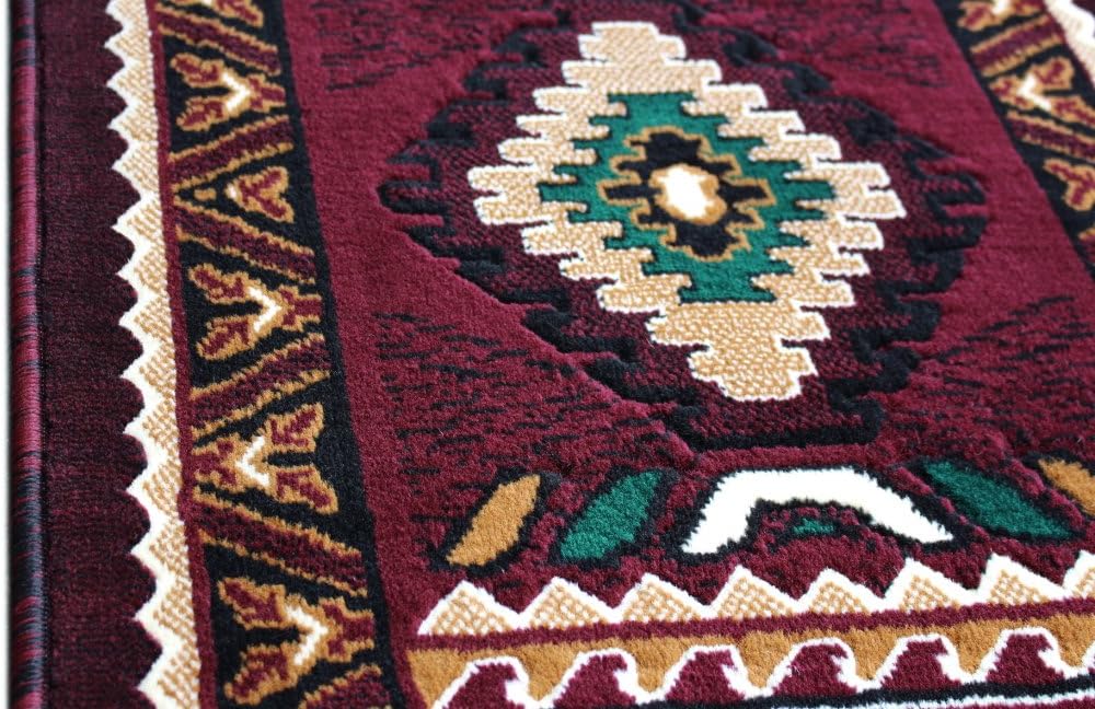 South West Native American Mat Area Rug Burgundy Design 143 (24 Inch X 40 Inch) Mat