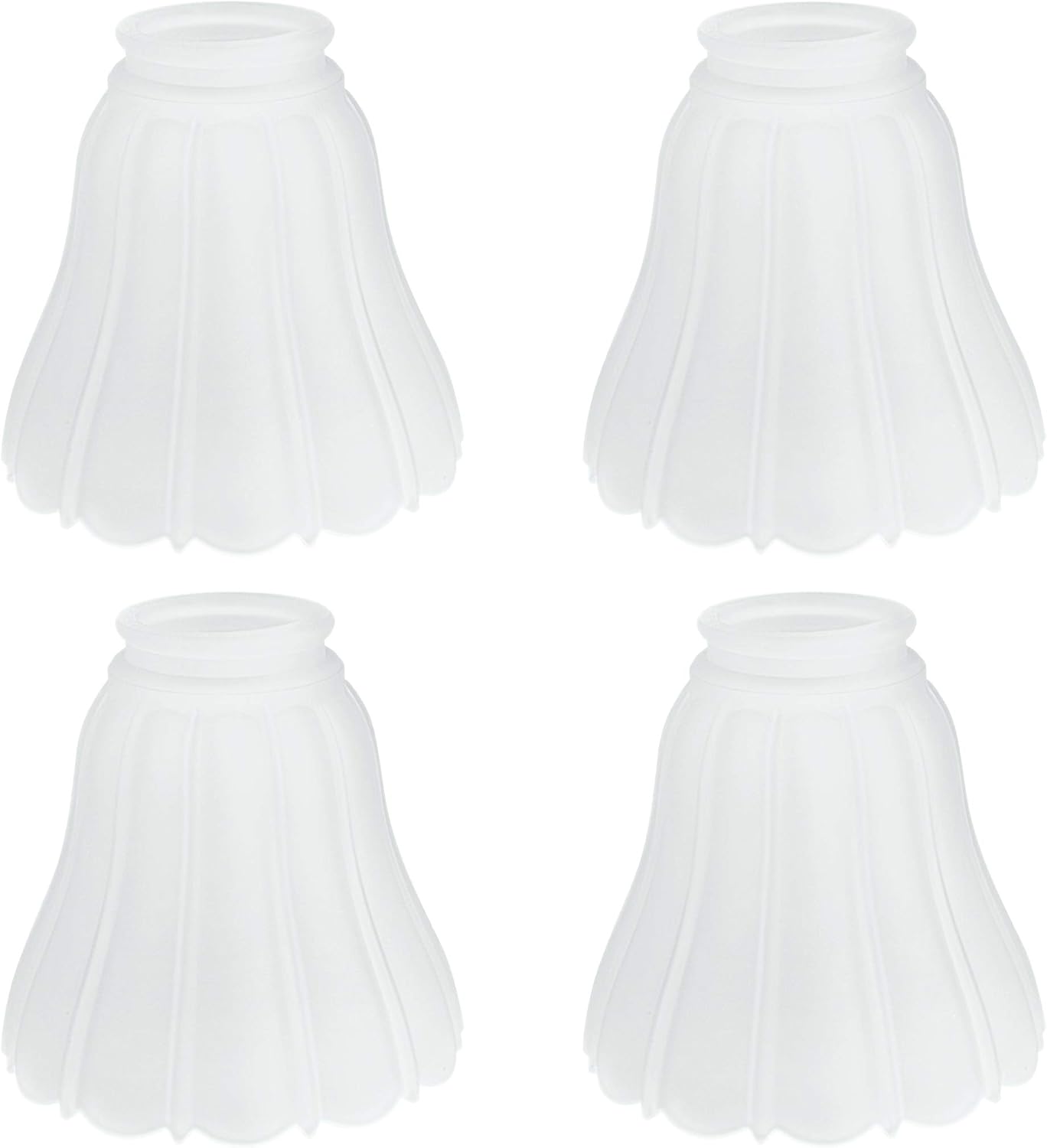 Aspen Creative Frosted 23087-4 Transitional Style Replacement Bell Shaped Ribbed Glass Shade, 2 1/8" Fitter Size, 4 1/2" high x 4 7/8" Diameter, 4 Pack
