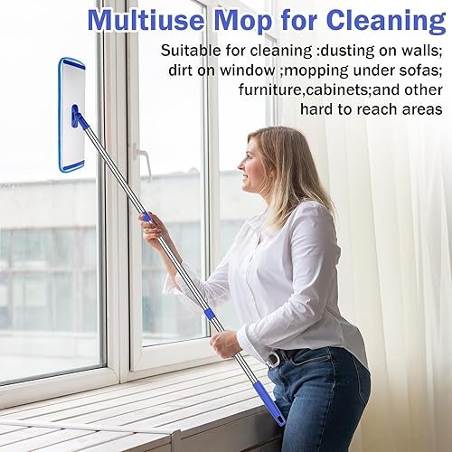 Miniatura 7 de Juego de 2 trapeadores de microfibra de 18 pulgadas, trapeador plano para suelos de madera dura, trapeador comercial a granel para mopa húmeda y