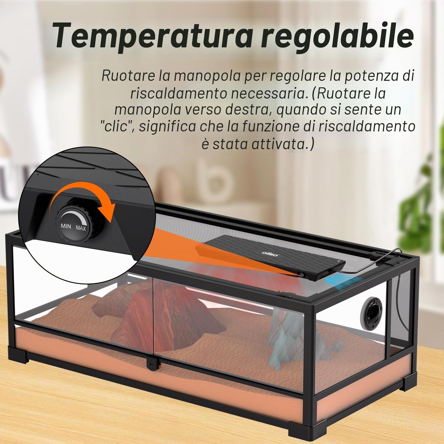 Pannello riscaldante per rettili, temperatura regolabile, pannello riscaldante per terrari, piastra riscaldante per rettili ad alta efficienza energetica e non leggera, per serpenti, gechi
