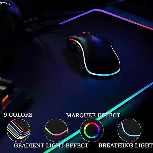 Miniatura 4 de Alfombrilla de mouse grande para juegos, RGB grande con 13 modos de iluminación, alfombrilla de mouse grande LED para teclado grande, base