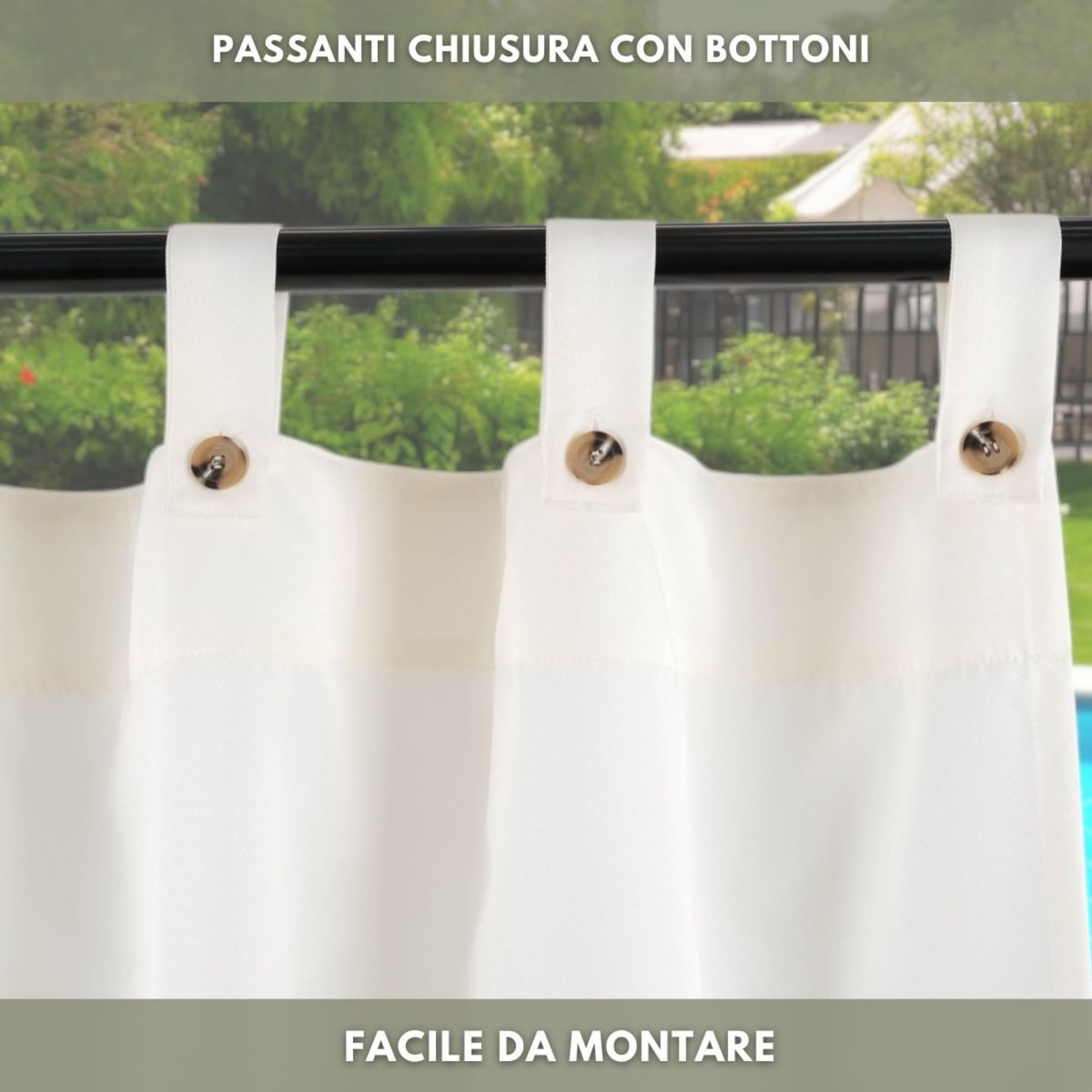 Morbidissimi – Tenda Gazebo Idrorepellente e Resistente, Tenda da Esterno 140x270 cm Per Gazebo, Dotata di Passanti Con Chiusura A Bottone, 100% Made in Italy - Panna