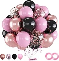 Vista 20 de Juego de 60 globos de color morado y blanco para cumpleaños de niñas, temática de princesa con confeti dorado, globos de látex de 12 pulgadas