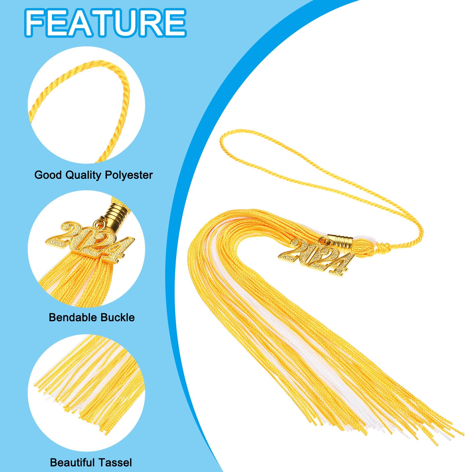 PATIKIL 2 Pcs Graduation Tassel with 2024 Gold Charm - Image 3