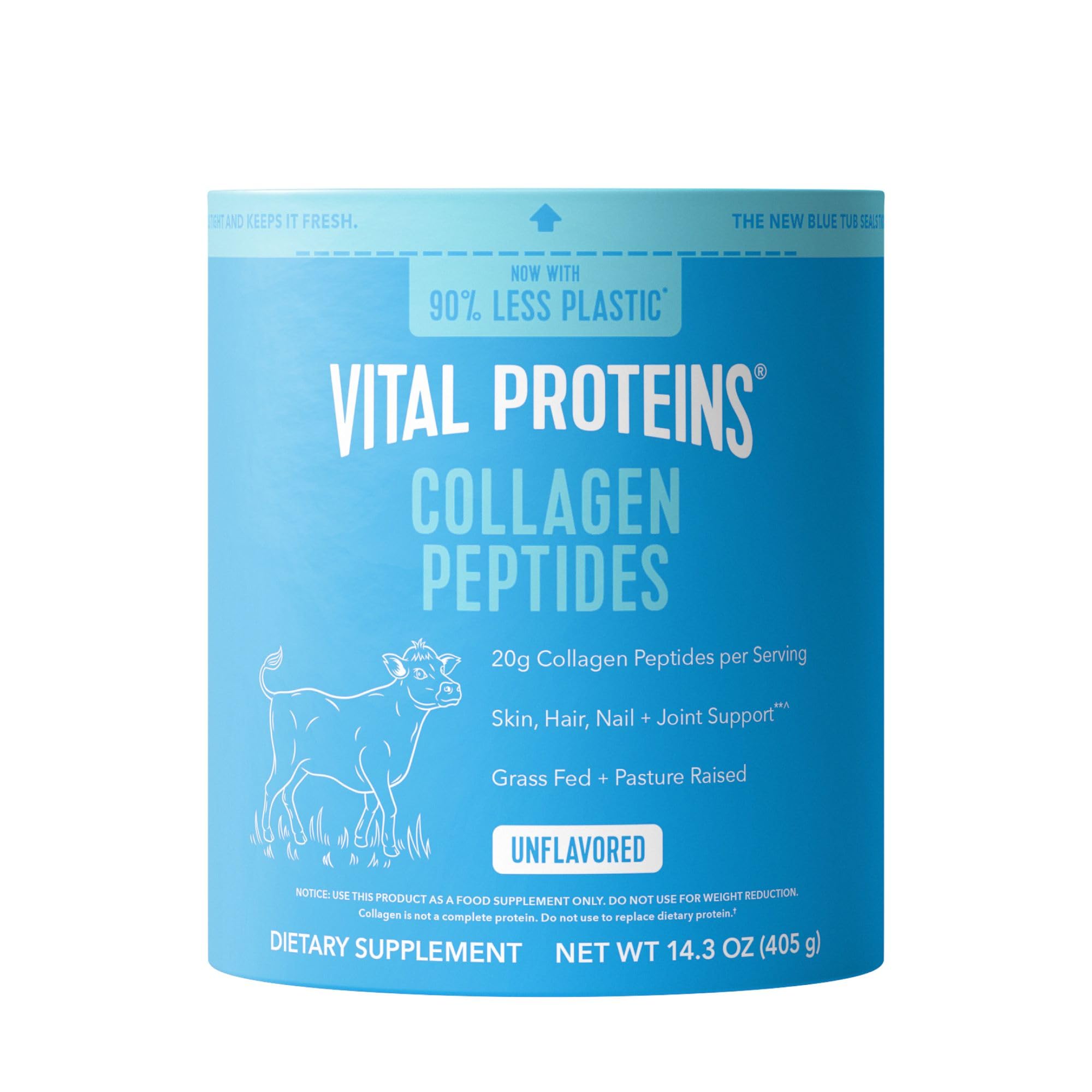 Vital Proteins Collagen Peptides Powder - Grass Fed Collagen Peptides for Hair, Nail, Skin, Bone & Joint Health, Unflavored, 27 Servings