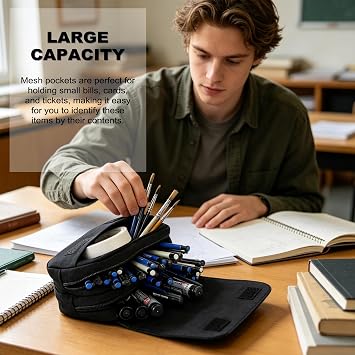Large Capacity Pencil Case, K-Pop Pen Pouch Bag with Zipper Keyring