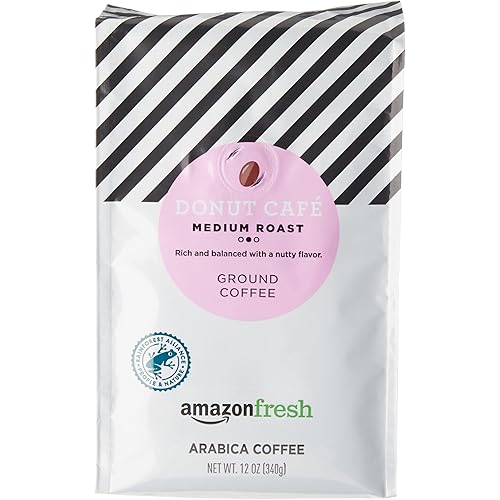 AmazonFresh Donut Café Ground Coffee, Medium Roast, 12 Ounce (Pack of 3)