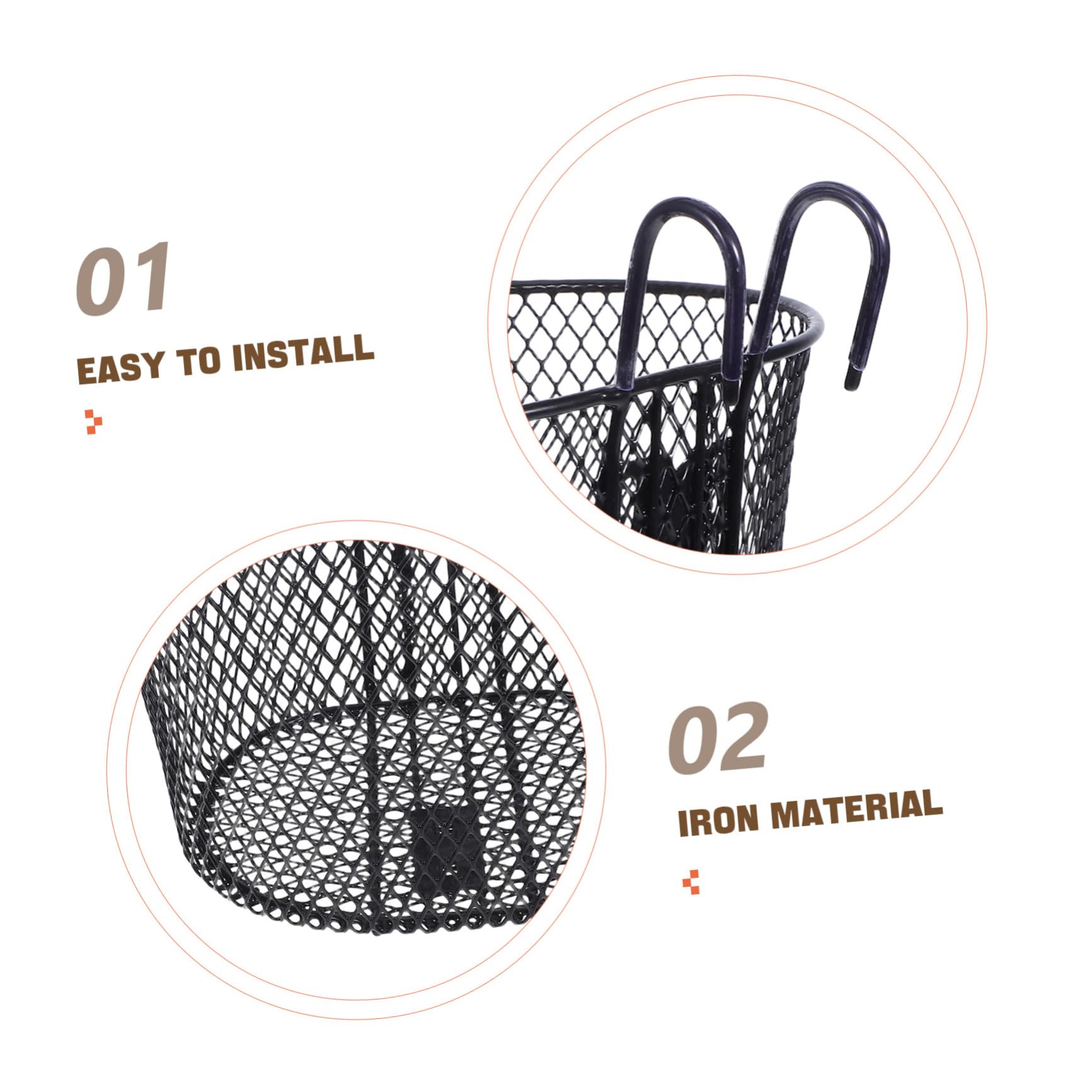 GALPADA Cesta Metálica de Hierro Ligera y Resistente para Bicicleta Eléctrica, Cesta Delantera Fácil de Instalar para Patinete Infantil y Accesorios de Ciclismo