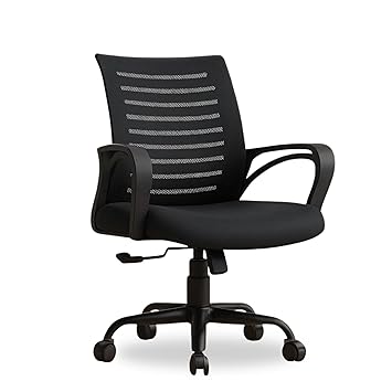 INNOWIN Mini Jazz Mesh Mid-Back Ergonomic Home Office Chair | 3-Years Limited Warranty Included | Tilting & Height Adjustable Mechanism, Heavy Duty Metal Base | Ideal for Office Work & Study (Black)