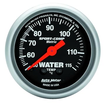 Auto Meter 3332-M Sport-Comp Mechanical Metric Water Temperature Gauge