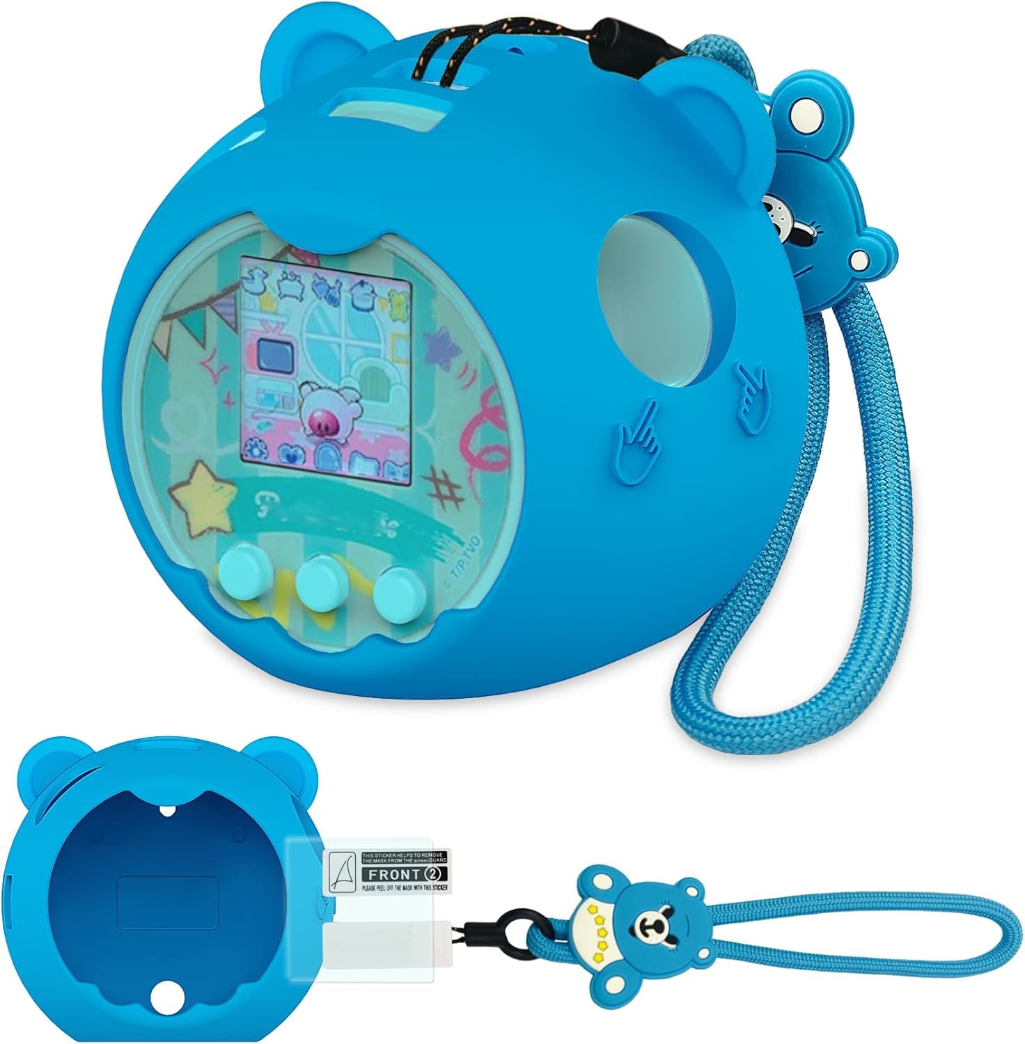 BCWEGION Silicone Case for Punirunes Interactive Digital Pet Toy, Protective Case for Punirunes Virtual Electronic Pets with Hand Strap and Screen, Protection for Punirunes Pet Toy