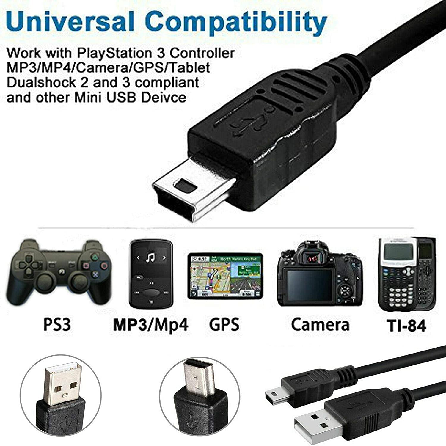 Image secondaire de Mr.Gadget Solutions® Mr.Gadget Solutions® Câble de chargement USB extra long de 2 m compatible avec le câble d'alimentation de n