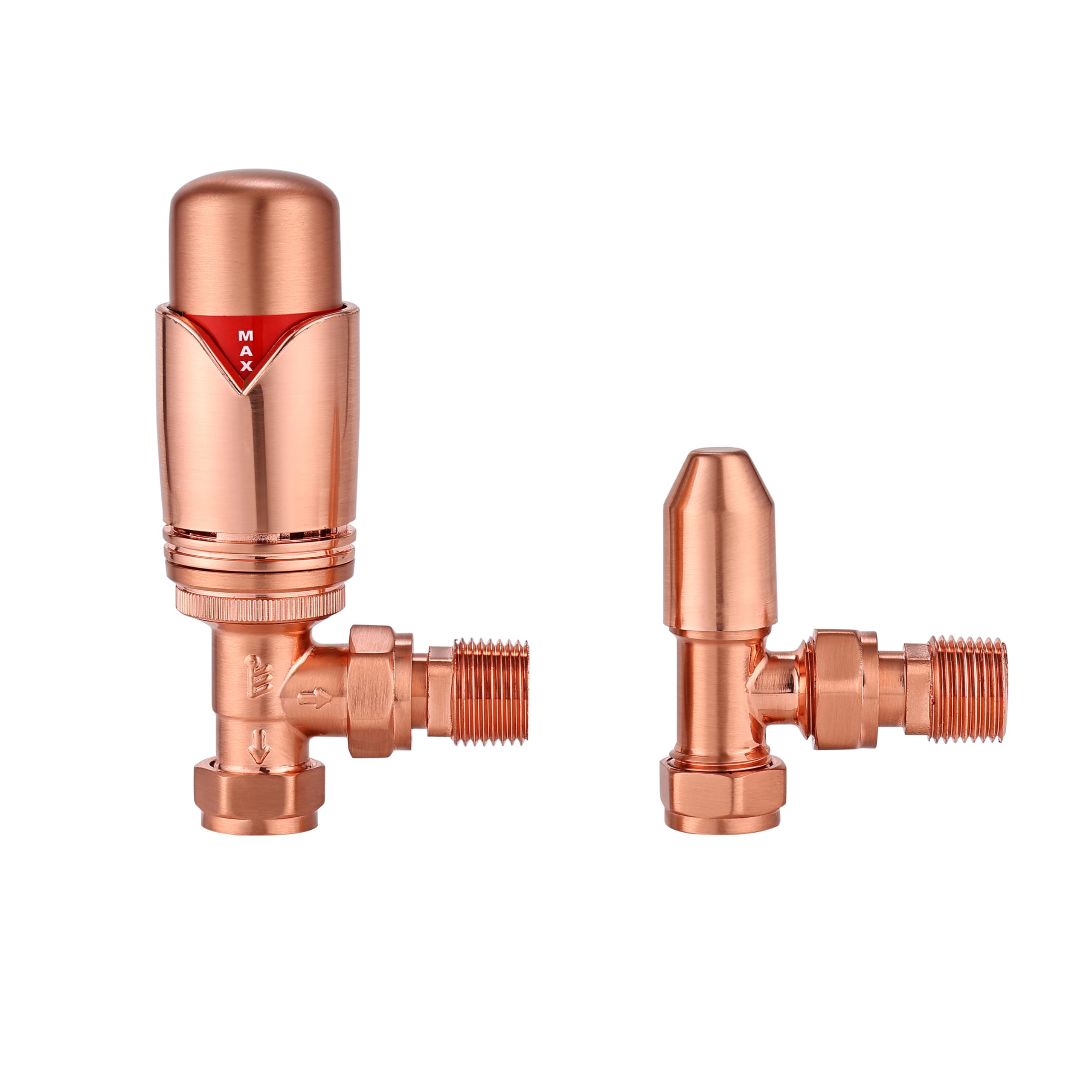G-Rad Angled TRV Thermostatic Radiator Valve & Lockshield - Polished Copper