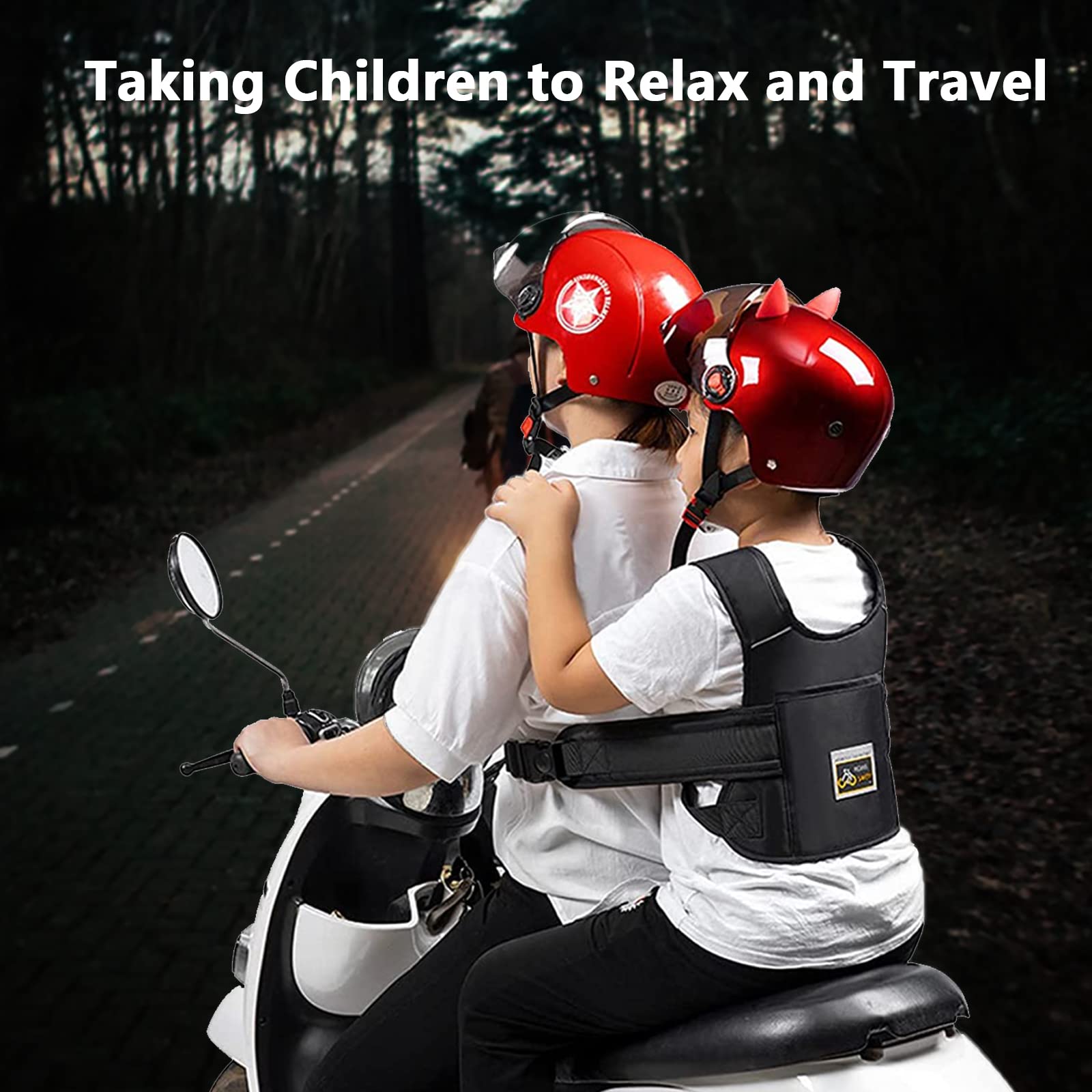 Cintura Moto Bambini Omologata Con Tasca E Strisce Riflettenti Protezione Anticaduta 1-12 Anni
