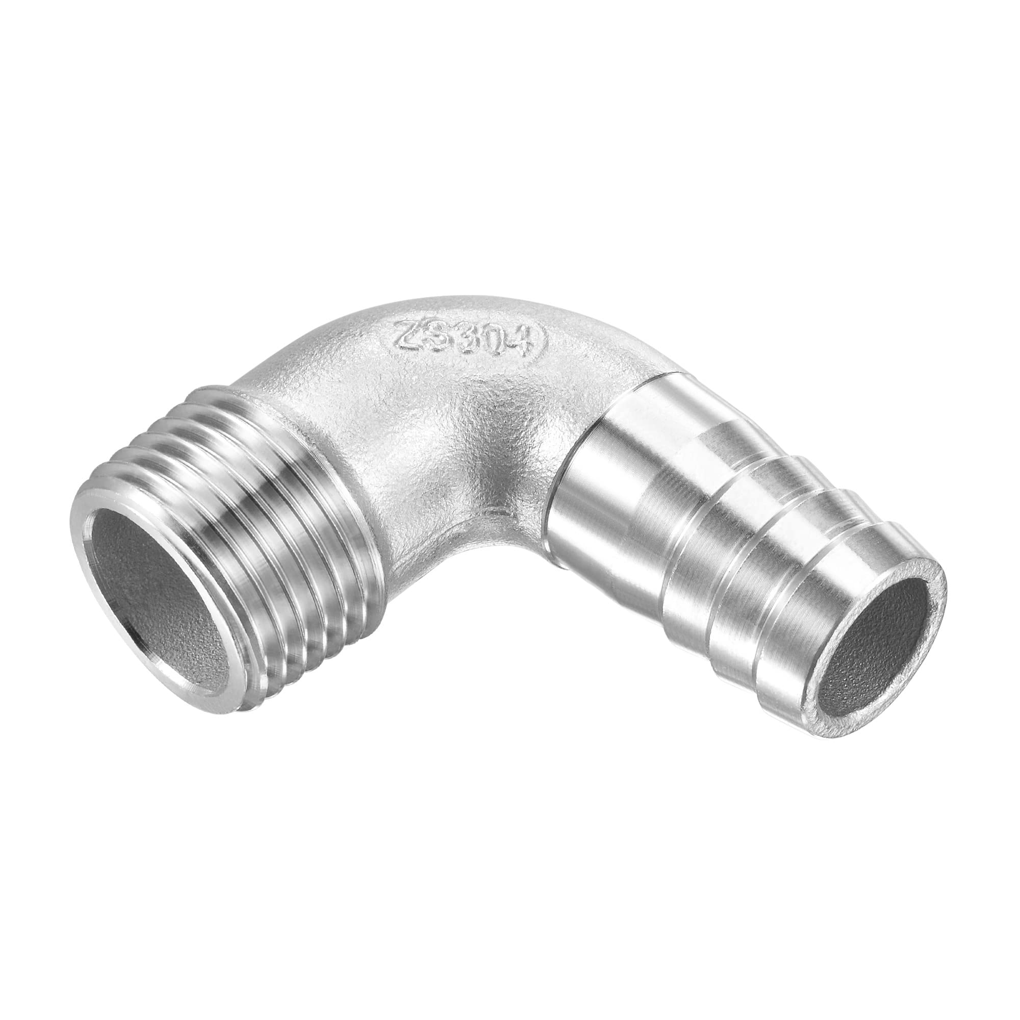 M METERXITY Hose Barb Fittings - 90 Degree Elbow Stainless Steel 16mm Pipe Connector Apply to Water Fuel (G1/2 Male Pipe) — image 1