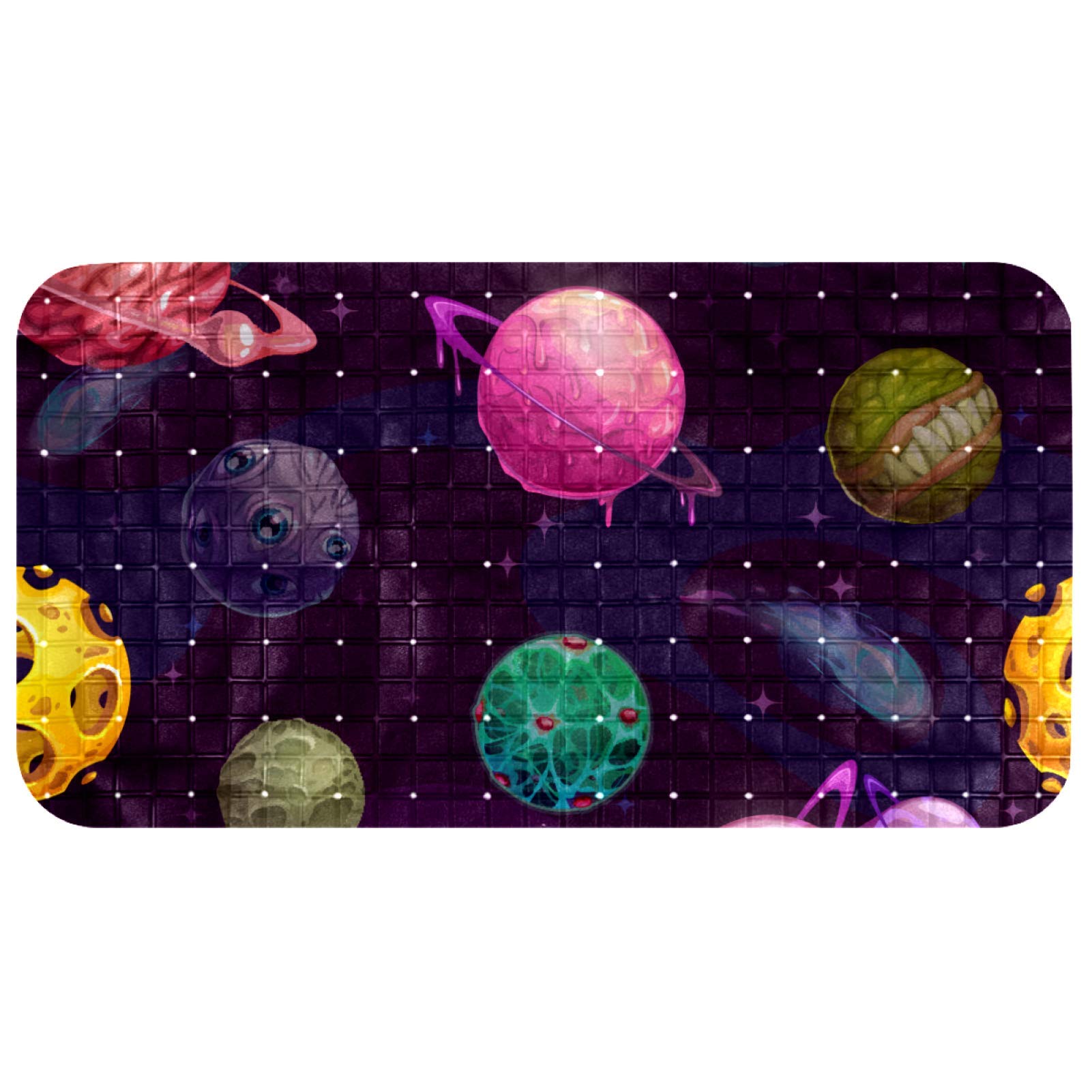 Alfombrilla para bañera Bennigiry de planeta espacial con orificios de drenaje