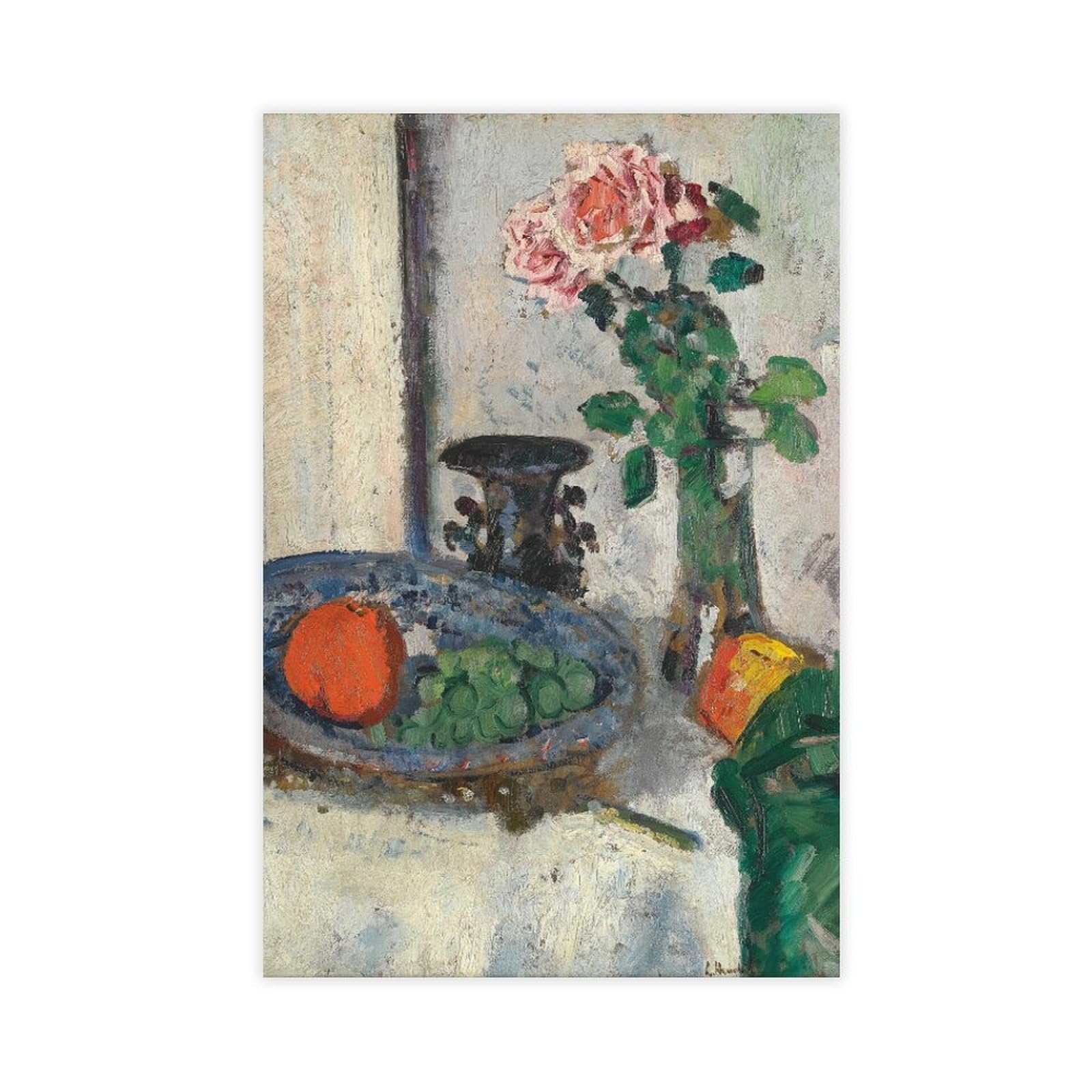 Still Life With Fruit And Roses Canvas Poster for Dorm Room Decor Gift