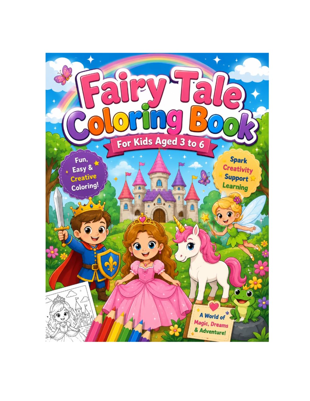 Fairy Tales Coloring Book for Kids: Magical Princesses, Castles, Unicorns, and Enchanting Adventures to Inspire Creativity and Fun