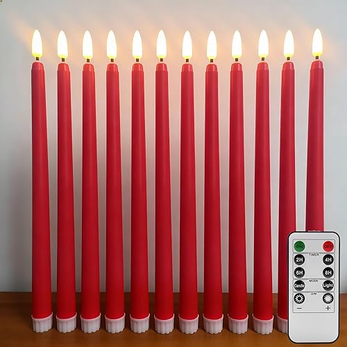 Miniatura 22 de Velas Cónicas Sin Llama Color Rosa con Control Remoto, Juego de 12 Candeleros LED Navideños a
