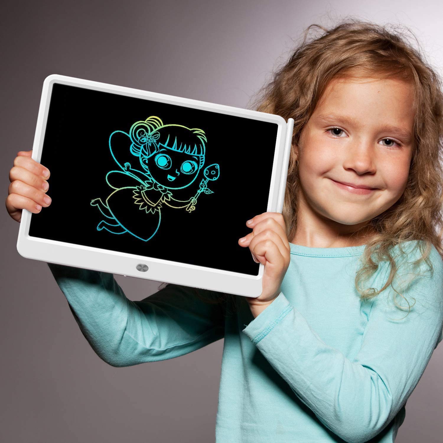 LCD Writing Tablet, Extra large 15 Inch, Colorful Writing, Erasable Electronic Digital Drawing Pad Doodle Board, Gift for Kids Adults Home School Office (White) — view 3
