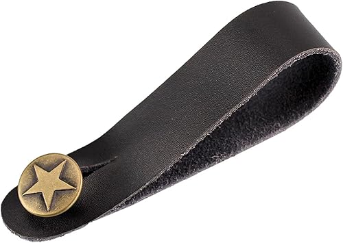 Miniatura 5 de Walker & Williams AT-1 Correa de guitarra acústica de cuero negro adaptador de cabezal de botón para guitarras acústicas, eléctricas y bajo, Negro -