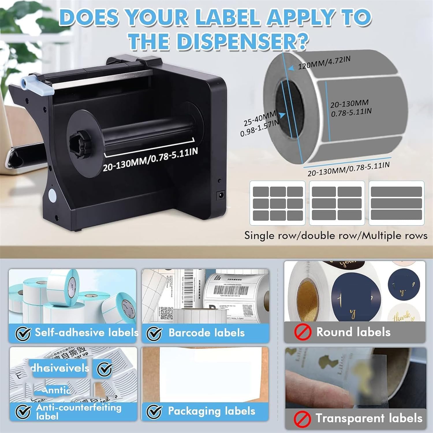 Distributore automatico di etichette, macchina spelafili elettrica per etichette da 20-130 mm, regolabile a 3 velocità per etichette autoadesive, PET e PVC
