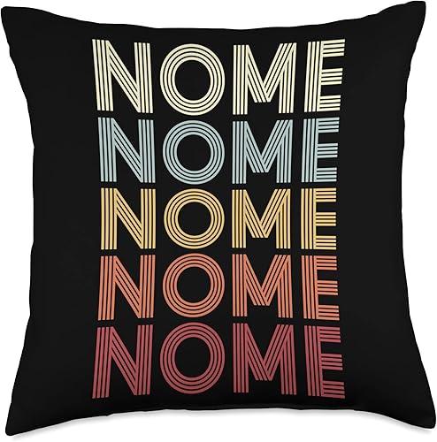 Nome Alaska Nome AK Retro Vintage Almohada de texto, 18 x 18 pulgadas, multicolor