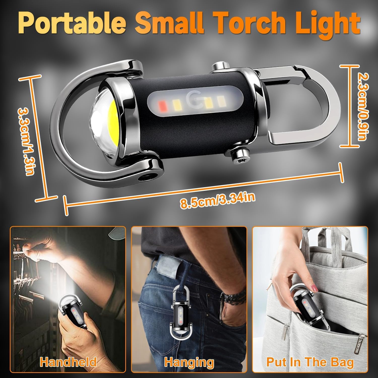 Xinrongda Mini Taschenlampe Schlüsselanhänger, 800LM Superhelle LED, Wasserdicht Aufladbar, 7 Helligkeitsstufen, SOS-Signal, Tragbar Powerbank für Haushalt, Arbeit, Reisen, Camping [Energieklasse A++]