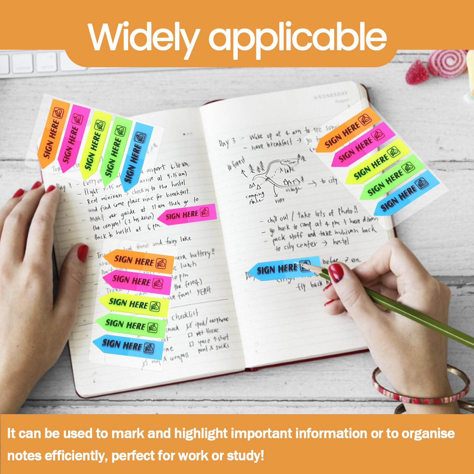 1500pcs/15 Pack Sign Here Stickers, Arrow Labels Stickers, 5 Colors with Dispenser Sticky Note for Documents Notebooks School Supplies - Image 4