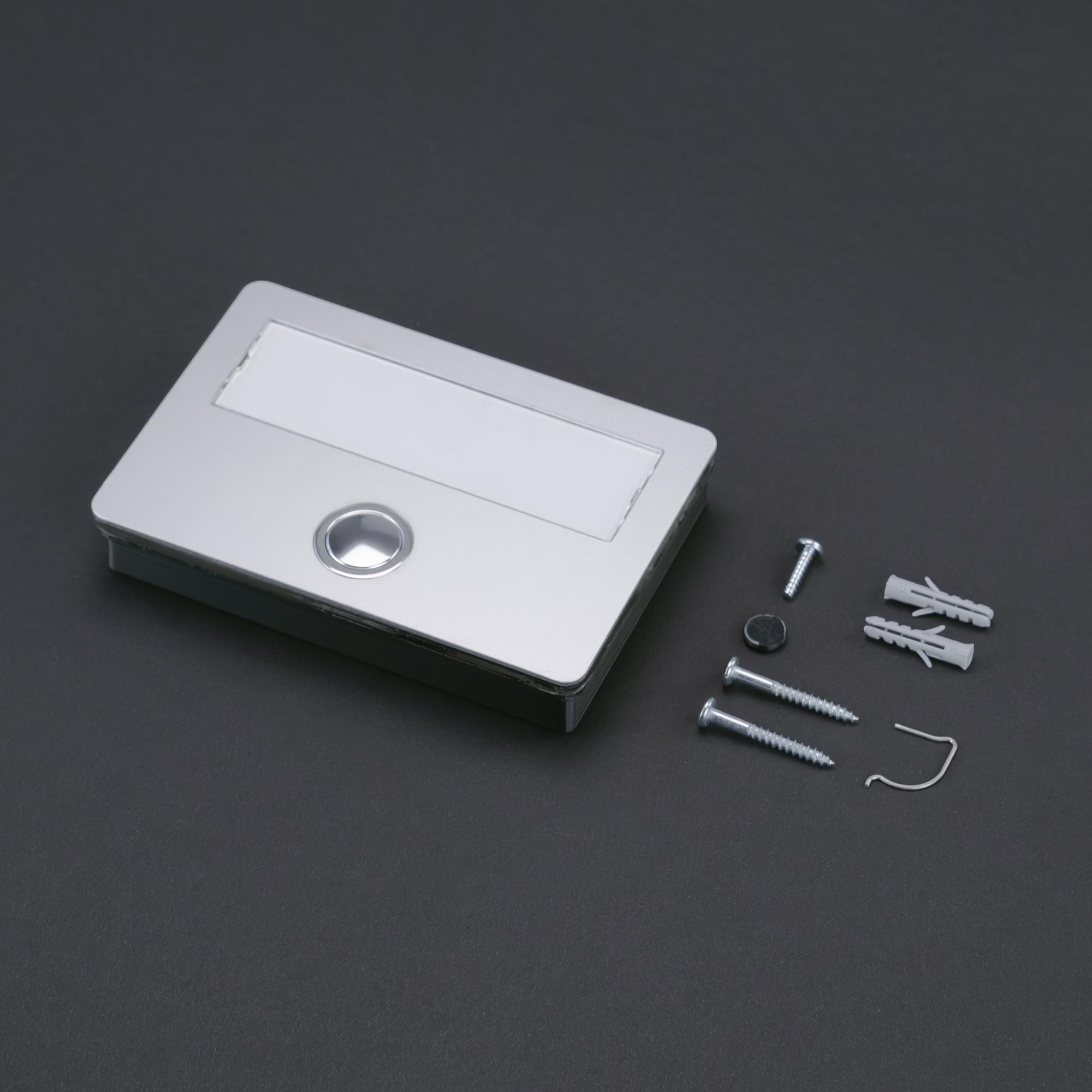 Grothe Pulsador de timbre de puerta con placa para nombre, empotrable, iluminación LED, superficie de aluminio ETA 641 (después del montaje, no se pueden ver tornillos, incluye marco de superficie)