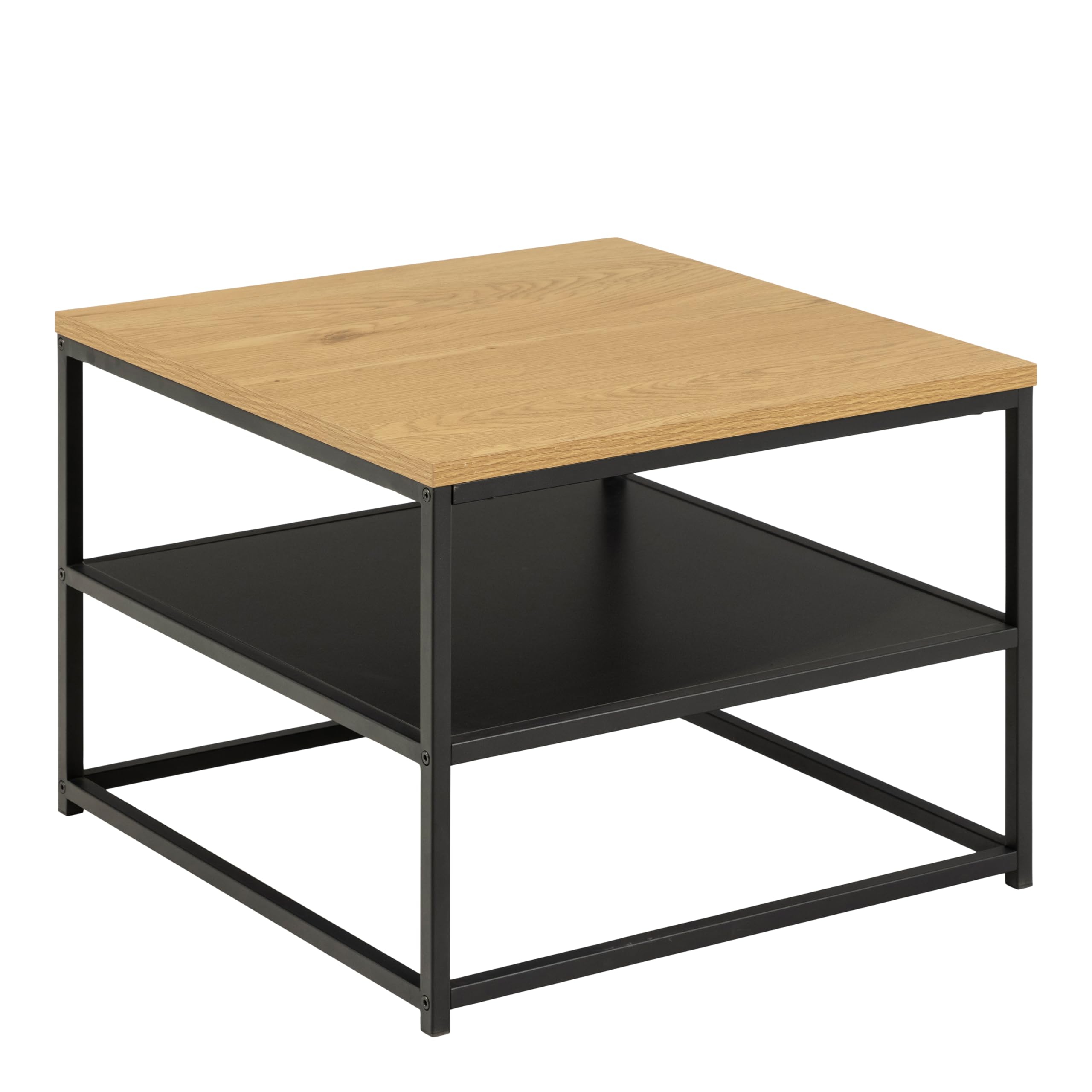 Furniture To Go | Gila, Oak & Black, Square Coffee Table with Open Shelf