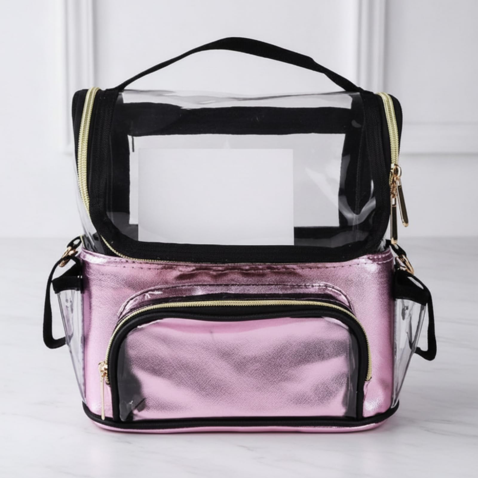 Trousse Toilette Transparente Gran Taille Trousse Maquillage Transparente Portable Sac Toilette en PVC pour urs, Array, Argenté, 27×17×22CM
