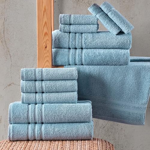 Hammam Linen Light Blue Bath Towels 4-Pack - 27X54 Soft And Absorbent, Premium Quality Perfect For Daily Use 100% Cotton Towel 600 Gsm #TOP3