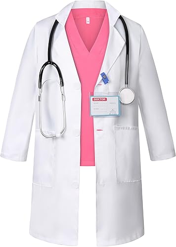 Miniatura 3 de Gortykor Disfraz de médico para niños, abrigo de laboratorio de doctor para niños, disfraces de laboratorio para niños y niñas de 3 a 12 años