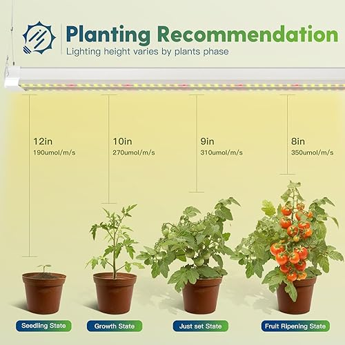 Miniatura 2 de FREELICHT 4 Pack 4FT LED Grow Lights, 160W (4 x 40W,1080W Equivalent), Full Spectrum Sunlight Growing Lamp Fixture, Hanging Plant Light for