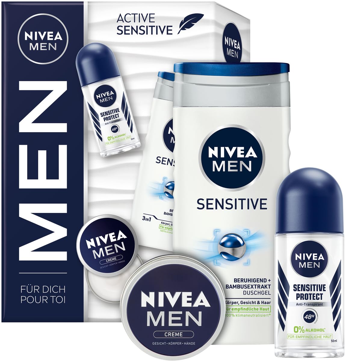 Nivea Men Duschgel Sensitive – 3in1 Für Empfindliche Haut, Mit Bambus-Extrakt