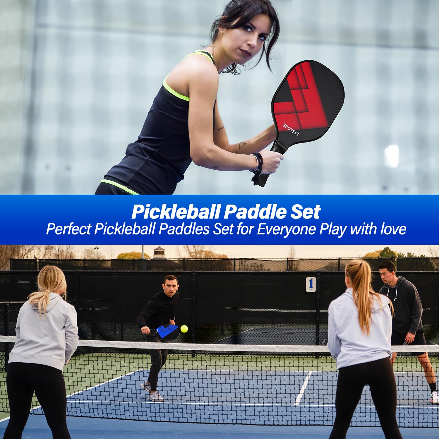 Lot De 4 Pagaies De Pickleball En Bois De Qualité Supérieure
