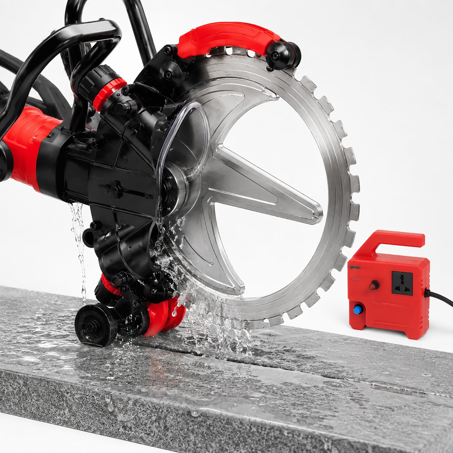 Concrete Ring Saw Brushless 9500W/8980W, Electric Concrete Cutter with 410mm Diamond Blades, 30cm Cutting Depth, Linked Water Pump for Wall Opening, Slotting, Stone, Brick and Masonry 9500W