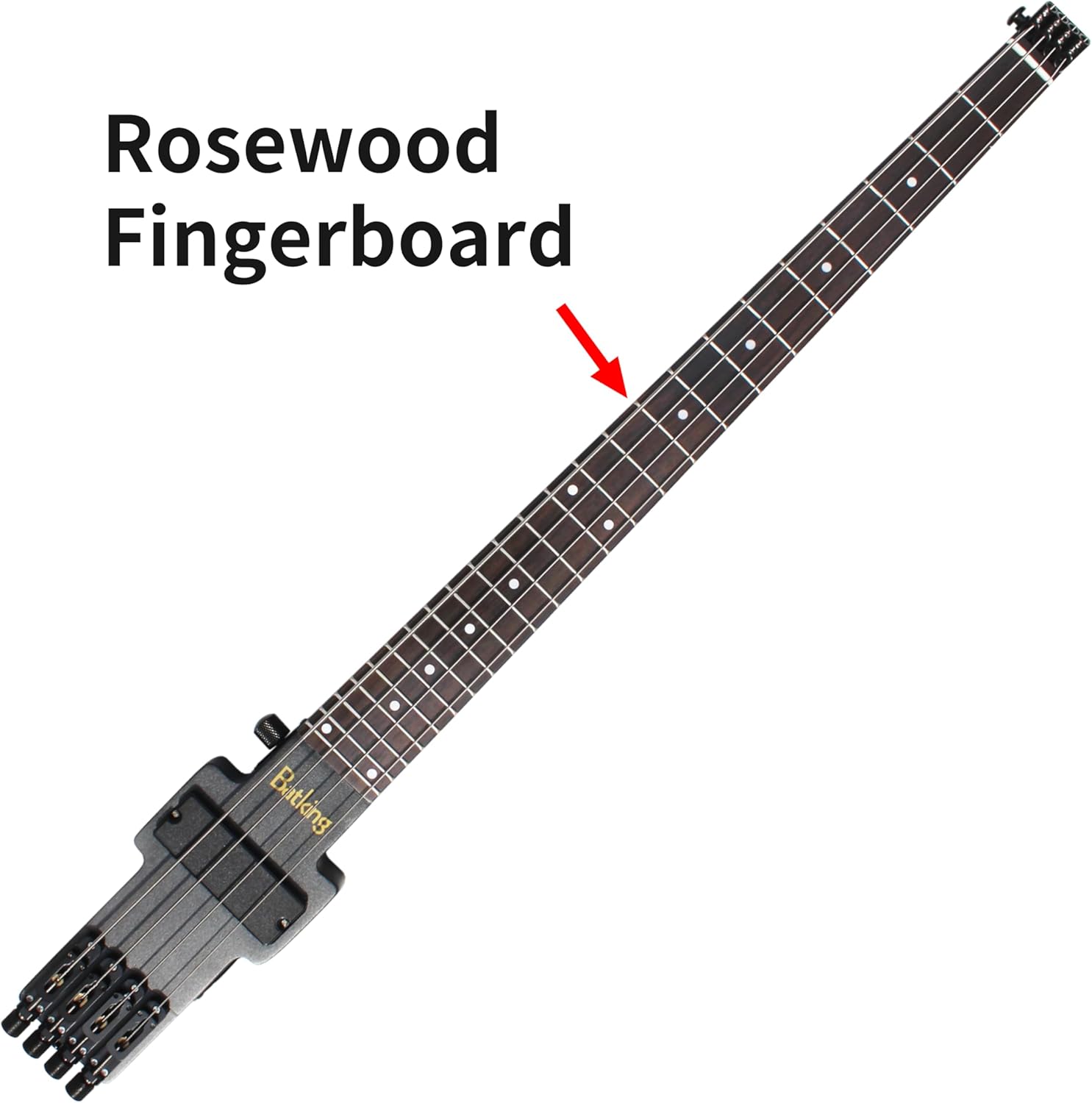 Batking Travel Bass Guitar Electric Headless Bass, 4 Strings Electric Bass with Gigbag & Truss Road & Wire