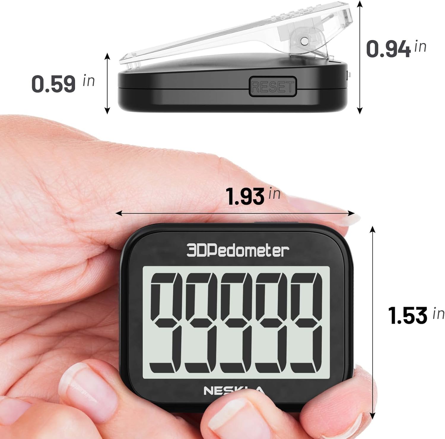3D Pedometer for Walking, Simple Step Counter for Walking with Large Digital Display, Step Tracker with Removable Clip Lanyard, Accurately Track Steps for Men Women Kids Adults Seniors : Sports & Outdoors