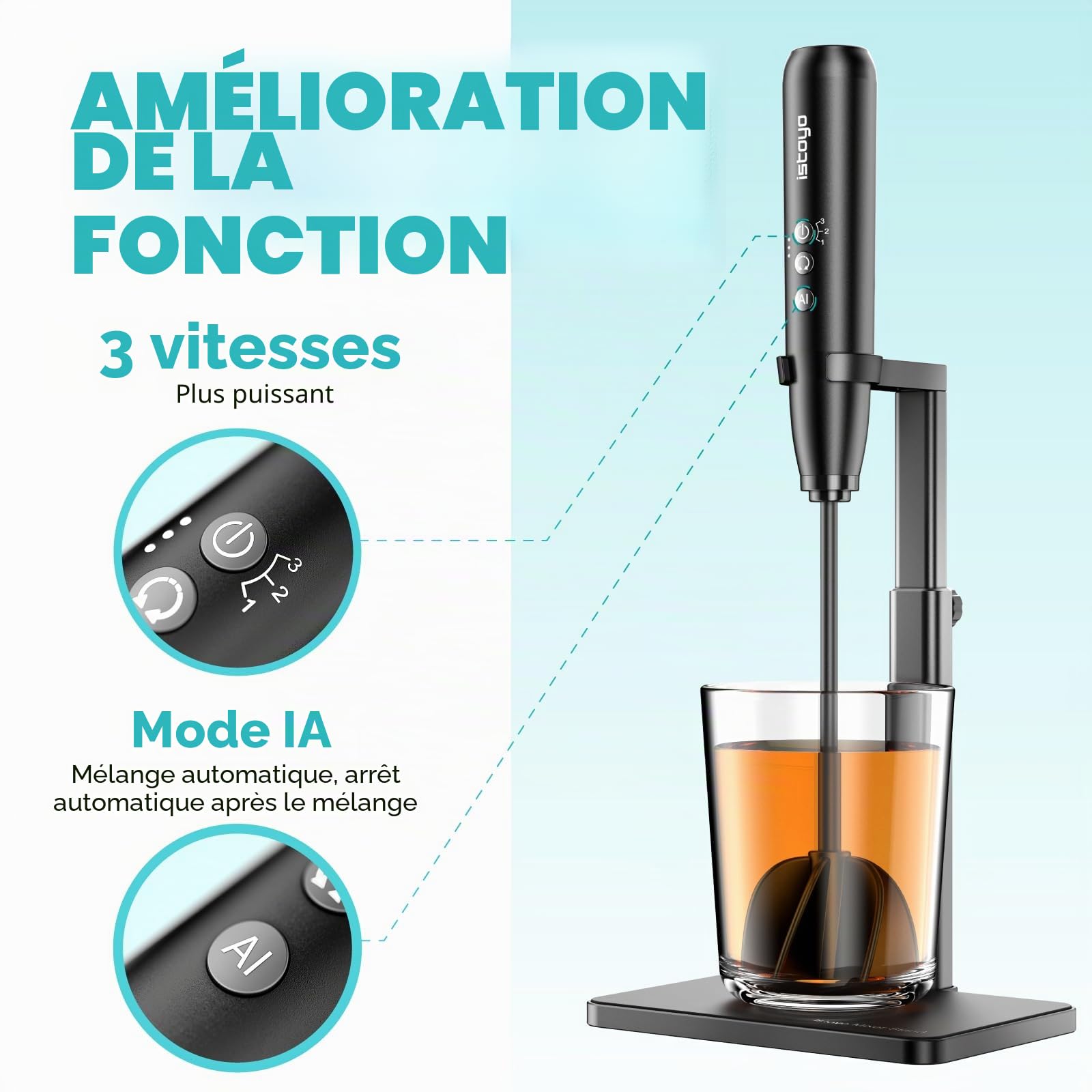 ISTOYO Rechargeable Mélangeur de résine Ultra, Mélangeur époxy de Contrôle à 3 Vitesses Amélioré avec Mode AI, pour Moules en Résine, Fournitures, Bricolage