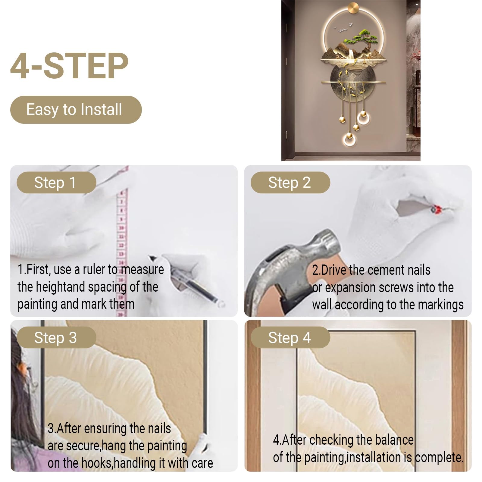 Création LED 3D en volume, scène « pendentif sphérique » pour la chambre