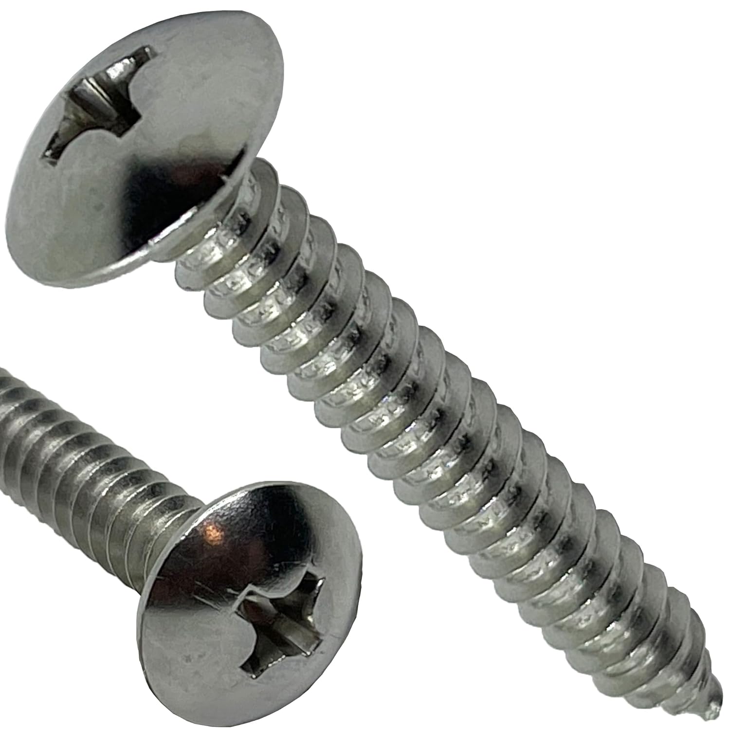 #12 x 1.5” - 18-8 (304) Stainless Steel Truss Head Screw - Fast Self Tapping Wood - Phillips Drive - Full Thread -Bright Finish - 1 ½ in by BRAUNY BOY HARDWARE (500, Screws)