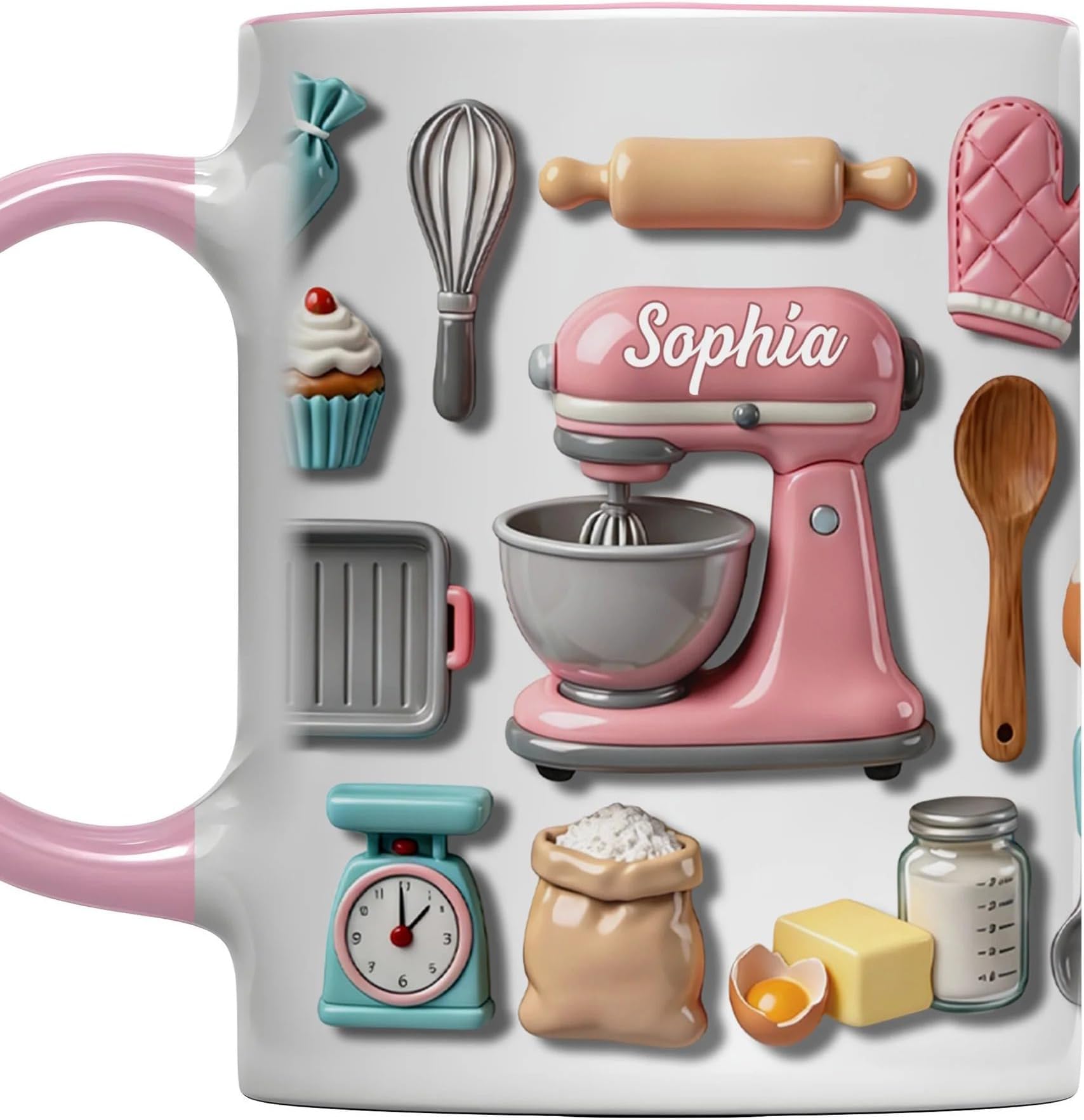 For The Love Of Baking, Mixer And Kitchen Tools Design, Personalized Custom Accent Mug, Gift For Home Cooks And Bakers, Love Baking - Personalized Bakings Accent Mug, Dough Mixer Coffee Mugs