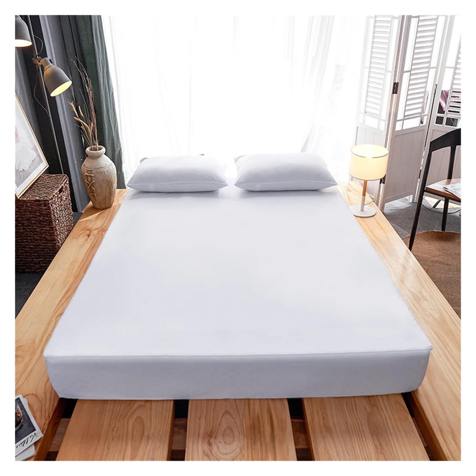 Funda de colchón Impermeable con Cremallera, Funda de colchón Todo Incluido de Seis Lados, Sábana Bajera Acolchada King Queen Protector de Colchón(5,135x190x15cm 1pc)