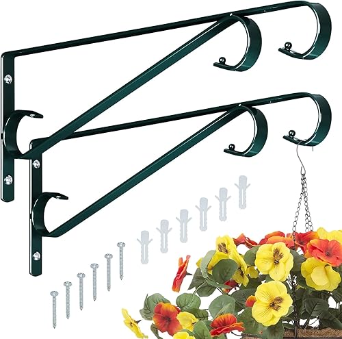 Paquete de 2 ganchos de metal para plantas de 15.4 pulgadas para pared, soporte decorativo recto para plantas colgantes para comederos de aves,